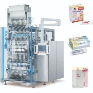 Pharma powder multi-lanes stick pack machine with volumetric cups